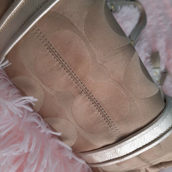 Coach Poppy Spotlight Signature Sateen Satchel Shoulder Bag khaki Gold F13847 - Picture 4 of 12